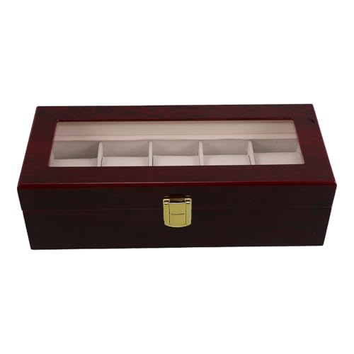 Boîte à montres bois laquée rouge : organisateur de rangement anti-rayures