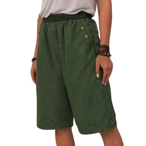 Bermuda femme coton et lin de qualité supérieure longueur genou taille M