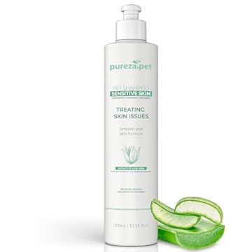 PUREZA PET Shampoo Hipoalergênico Sensitive Skin 300ml - Linha Home Care - Limpeza e Hidratação dos Pêlos e Cicatrização da Pele de Cães e Gatos - Fragrância Suave, VEGANO Sem Corantes e Petrolatos