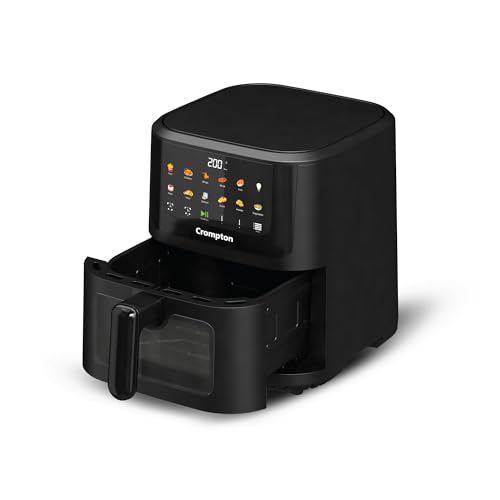 Image of Crompton Ameo Pro 5.5L Air Fryer with Even Heating, Pro Heating Bowl, Instapeek See through Window for Live Cooking View, Silentpro - Low Noise Technology, Nutriguard for Nutrient Retention