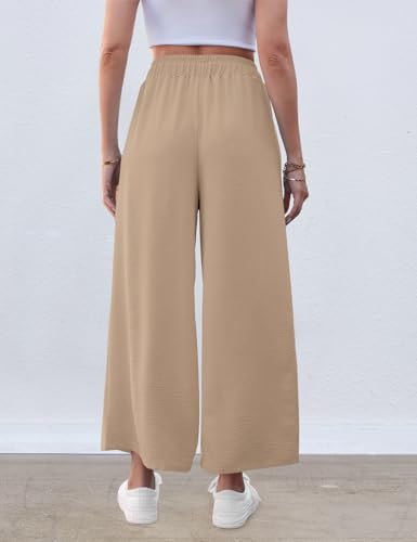 Image of ZJCT Wide Leg Palazzo Pants for Women Summer Beach Pants Flowy Loose Casual Lounge Pajama Yoga Pants with Pockets