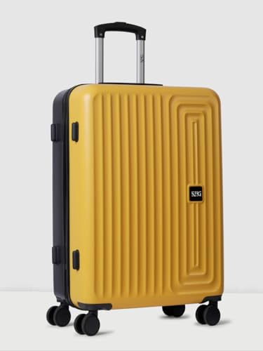 Image of Wiki Ripple 8 Wheel Hardside Polycarbonate Trolley by Wildcraft,Medium,Yelow Black