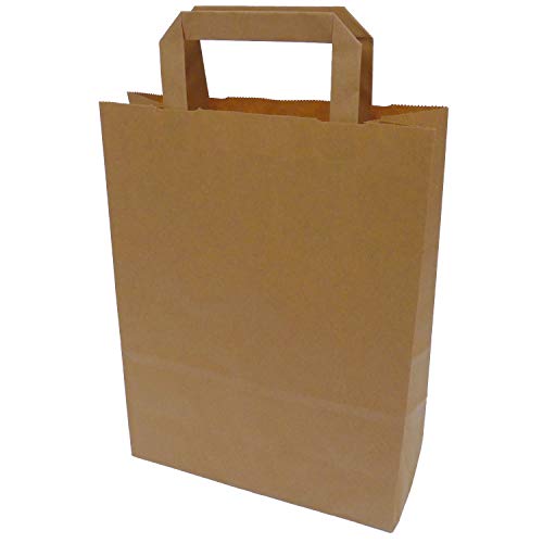250 Papiertragetaschen, 22+10x28 cm, mit innen angeklebten Flachhenkeln und Blattverstärkung, aus naturbraunem Kraftpapier, 70 g/m², unbedruckt Cover
