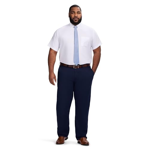 IZOD Men's Big and Tall Dress Shirt Oxford Short Sleeve All Over Stretch Button Down Collar3