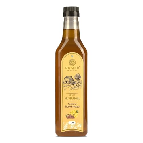 Image of ROSIER Stone Pressed Organic Yellow Mustard Oil | Traditional Stone Pressed Single Filtered Cooking Oil | Kolhu /Kacchi Ghani /Chekku | Pure, Natural and Healthy Mustard Oil (4 Ltr)