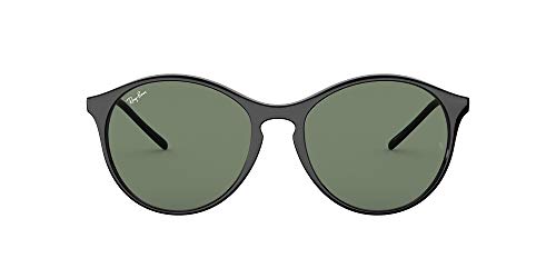 Ray-Ban RB4371F Asian Fit Polarized Round Sunglasses, Black/Green, 55 mm