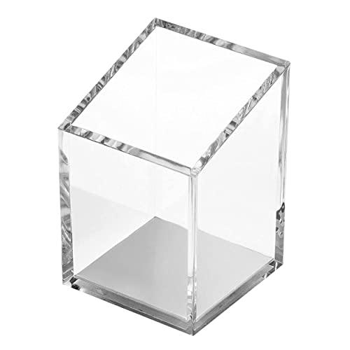 OfficeGoods Acrylic Pen & Pencil Holder - Modern Trapezoid Design - Beautiful Desk Organizer for Home or Office - Contrasting Metal Base - 3
