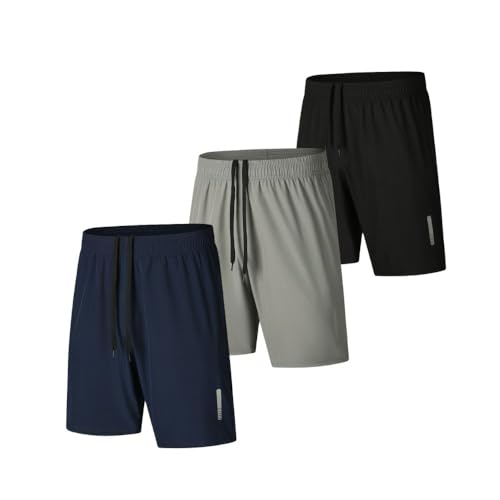 fovdtaa - Pantalón corto deportivo para hombre, de secado rápido, 3 unidades, para gimnasio, correr, entrenamiento, M