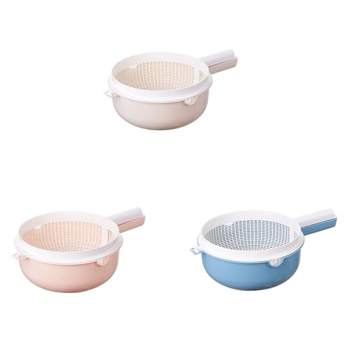 Colador doble capa con asa para lavar arroz y frutas miniatura 6