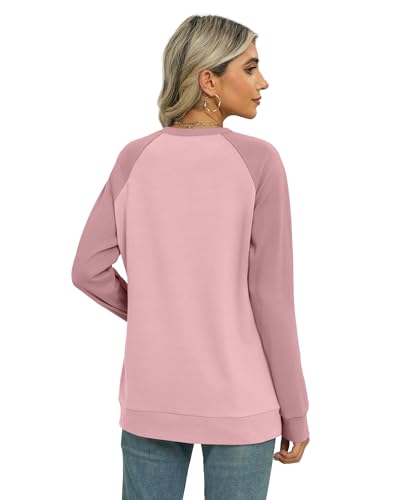 Ofeefan Womens Tops Crewneck Oversized Sweatshirt Long Sleeve Tunic Tops For Leggings Pink 2Xl thumb #4