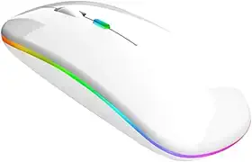 Mini Mouse Sem Fio Recarregável com Led RGB, Design Ergonômico e Conectividade USB 2.4 GHz para Notebook, PC, Desktop, Laptop e TV Smart Shaolong® (White)