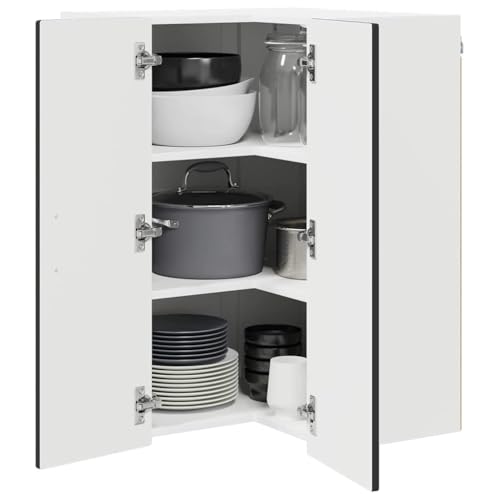 Teenpull Kitchen Cabinet Black 57 x 57 x 80 cm, Wood Material with 3 Shelves and 2 Doors, for Kitchen and Dining Room, Durable Storage Cabinet - Image 3