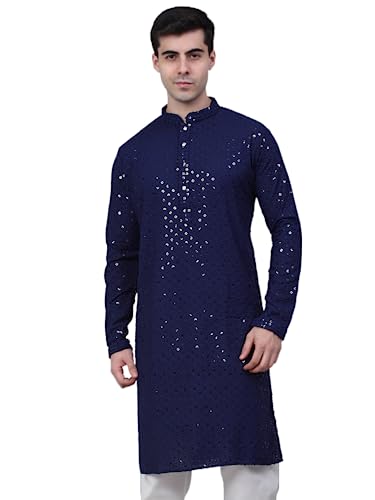 Jompers Men's Chikankari Embroidered and Sequence Kurtas