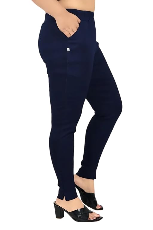 Women's Trendy Two Pocket Stretchable Jeggings Blue-picture-54