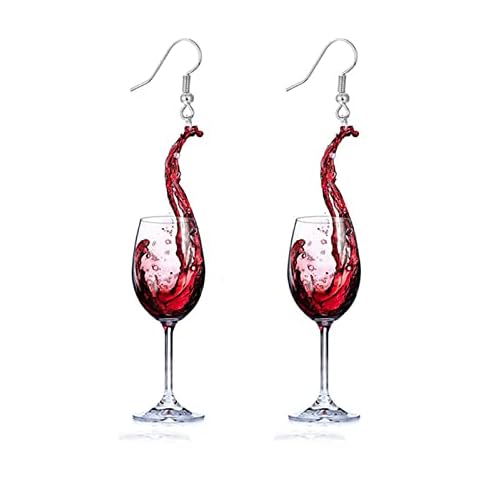 ONLYJUMP Simulation Beer Earrings Wine Glass Earrings for Women Cute Beer Glass Earrings Yellow Whisky Earrings Red Wine Glass Earrings Acrylic Earrings Funny Jewelry (Red Wine Glass) Cover
