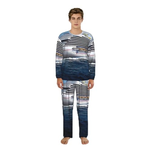 Pyjama homme manches longues anti-inconfort ensemble nuit imprimé S au 3XL