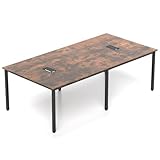 GIANTEX Konferenztisch 240 x 120 cm, Besprechungstisch für 8-10 Personen mit 2 Kabeldurchführungen, Bürotisch mit Metallrahmen, Langer Arbeitstisch kommerziell, Seminartisch für Büro, Konferenzraum