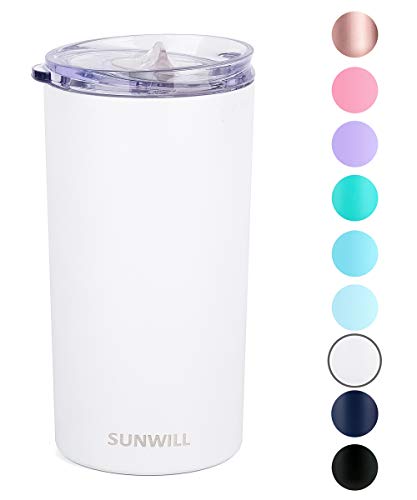SUNWILL Double Wall Coffee Cup, Insulated Coffee Mug Stainless Steel Slim Travel Tumbler