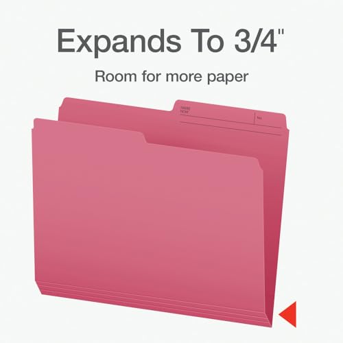 Pendaflex File Folders, 1/2 Cut Tab, Letter Size, Pink, Durable Paper Stock, 100/Box, Ideal for Office/Home/School File Organization, Made in Canada image 2