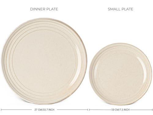 Image of Bodhi House Handcrafted Chip Resistance Porcelain Solid Dinner Set, 20 Pieces Dish Set Serving for 6, Microwave and Dishwasher Safe, Bone-Ash Free, Crockery Set for Dining and Gifting, Spanish White