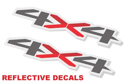 Image of Set of 2 PCS 4x4 Decals Stickers Compatible with 2014-2018 Chevy Silverado Sierra Truck Pickup Bedside,Truck Emblems, Auto Decoration Accessories Emblem (Gray /Red Slim)