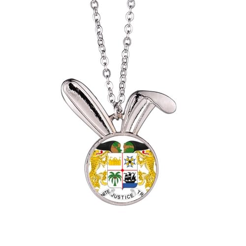 Collier emblème Bénin et lapin en pendentif pour homme et femme