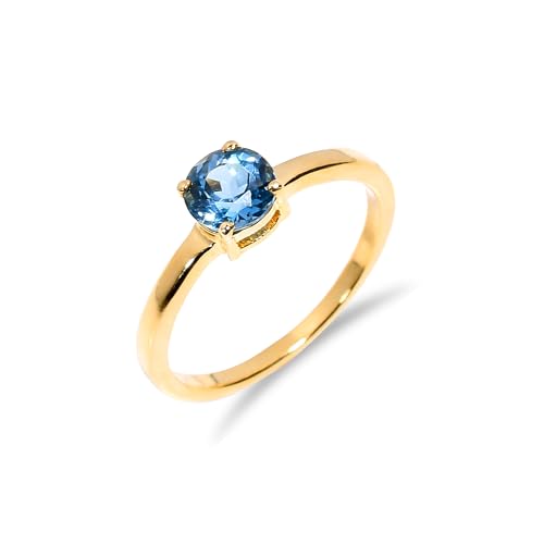 Bague solitaire femme topaze bleue naturelle de Londres argent 925