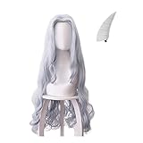 TLSD Eri Wig Horn Clip with Cosplay Keychain, Eri Costume Long Hair for Halloween Party Cosplay Costume Accessories