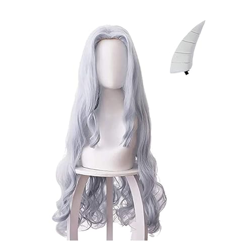 TLSD Eri Wig Horn Clip with Cosplay Keychain, Eri Costume Long Hair for Halloween Party Cosplay Costume Accessories