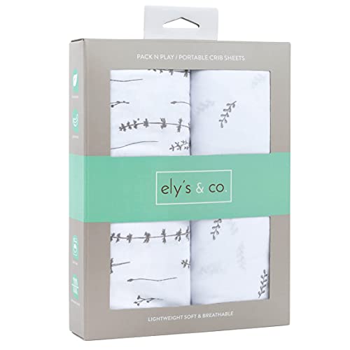 Pack And Play Sheet 2 Pack - Pack And Play Sheets Fitted With 100% Jersey Cotton - Pack N Play Mattress Sheets For Boys And Girls, Newborn Essentials (Forest Grey Floral And Leaves) #TOP4