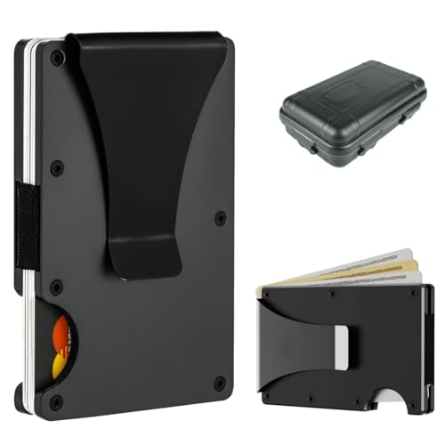 Men's slim wallet : aluminum minimalist wallet for men, ridged wallet, RFID credit card holder, thoughtful gift for men，Reusable Shockproof, anti pressure and waterproof packaging box