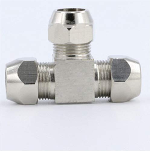 Pipe connector 10pcs Pneumatic fittings Brass T Type 4 6 8 10 12 14 16mm OD Tube Compression Ferrule Tube Compression Fitting Connector (Size : OD tube 6mm)
