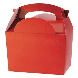 MustBeBonkersChildrens / Kids Party Food Meal Boxes - Plain Colours Gift Bag Box Recyclable Biodegradable (10, Red)