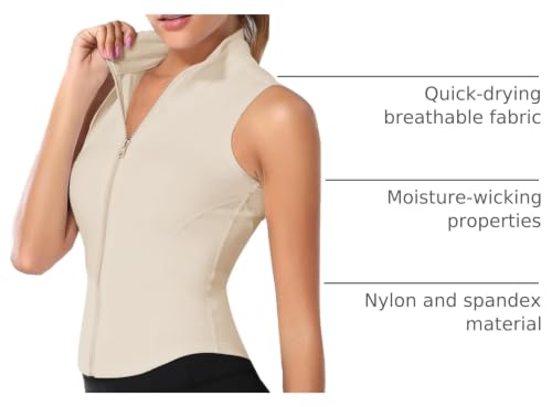 Image of Flygo Women's Full Zip Sleeveless Workout Yoga Active Jacket Vest Golf Shirts