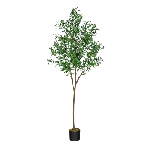 Youyijia Künstlicher Olivenbaum 180cm Realistisch Pflanzen Indoor mit Echtwirkendem Stamm & Blättern, Kunstpflanze, Dauerhaft Grüne Zimmerpflanze für Wohnzimmer Büro Deko Garten Hochzeit