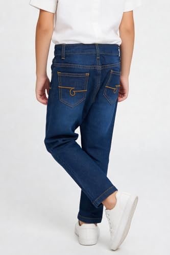 Image of Pantaloons Junior Kids Cotton Stretch Blend Jeans | Slim Fit | Mid Rise Waist | Full Length