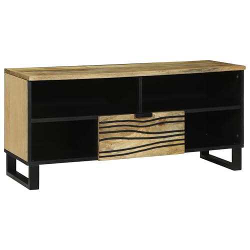 SKM Fernsehspeicher 100x33.5x46 cm Massivholz Mango,Möbel,Schränke,Mediaaufbewahrung,Braun,20.05KG,4017952