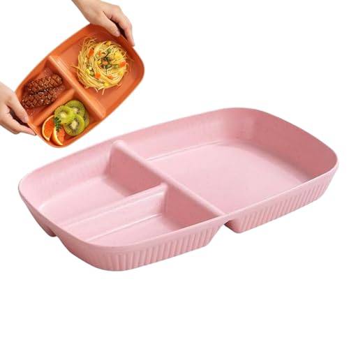 ランチプレート 仕切り皿 3区画 サラダ皿 仕切り皿 軽い 割れにくい 深め すくいやすい 食器 フード トレイ 皿 分割ディナートレイランチコンテナフードプレート クリーム ベージュ 電子レンジ 食洗機対応 ワンプレート 皿 大人 (#08)