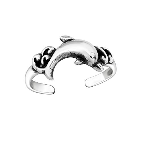 ICYROSE 925 Sterling Silver Above Knuckle Ring Mid Finger Top Stacking or can use for Toe Ring Summer Women's Adjustable (Dolphin 27176)