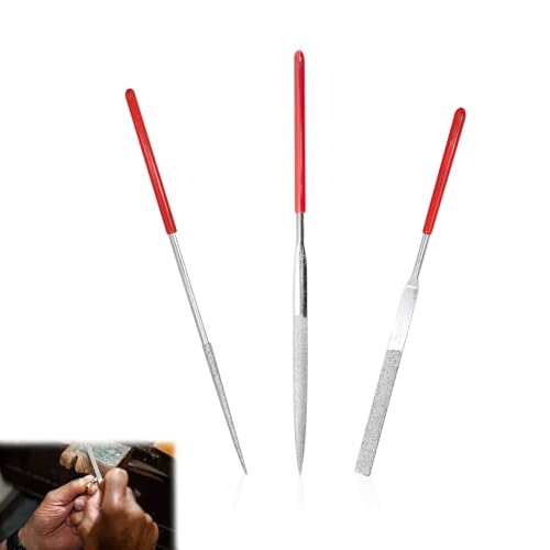 3Pcs Small File Set Diamond Needle File Set Not Easy to Deform of Small Wood File Easy and Comfortable for Grip Needle Files for Metal Works on All Natural Materials Metal Wood and Plastic
