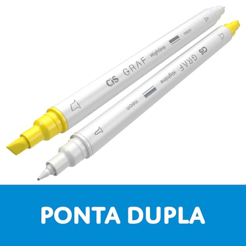 Graf Highline - Marcador Artistico Ponta Dupla - CIS - Estojo com 6 cores neon