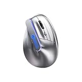 Premium Mouse Vertical Ergonômico, Prata, Bluetooth/2.4G, 1600 DPI, 6 Botões, Bateria Recarregável 500mAh, com Adaptador USB