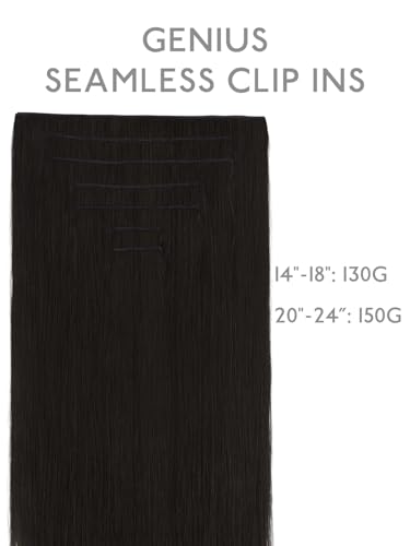 Image of WENNALIFE Genius Seamless Clip in Hair Extensions Real Human 18 inch 120g 7 Pcs Natural Black Hair Extensions Clip Ins Luxury Remy De Cabello Humano Straight Invisible Fuller Reusable