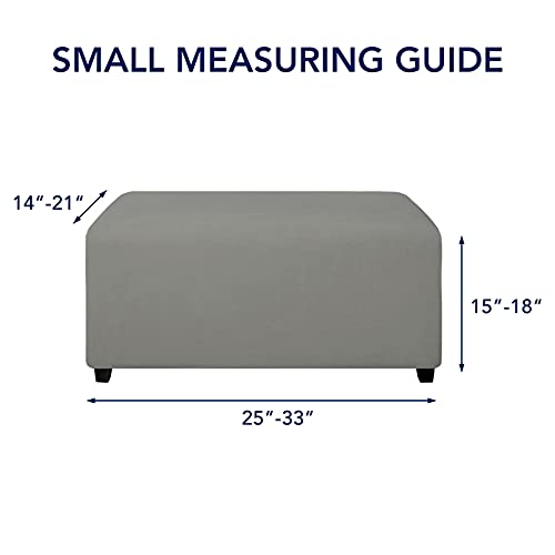 Image of PureFit Stretch Rectangle Ottoman Cover Footstool Cover, Light Gray