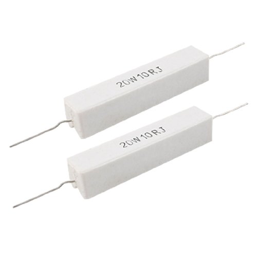 Uxcell a11111600ux0035 Power Resistor Ceramic Cement Resistor Axial Lead White (20W 10 Ohm) (Pack of 2)