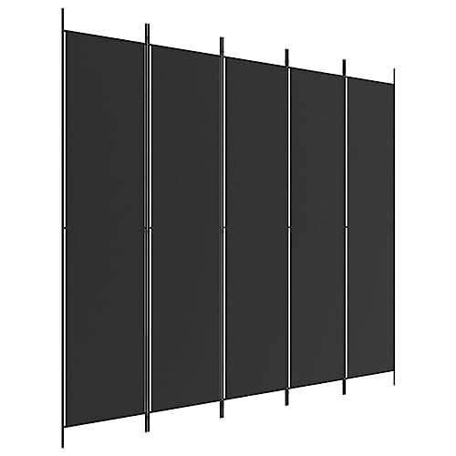 vidaXL Cloison de Séparation 5 Panneaux Séparateur de Pièce Pliable Diviseur Écran d'Intimité Paravent Décoration Salon Noir 250x220 cm Tissu