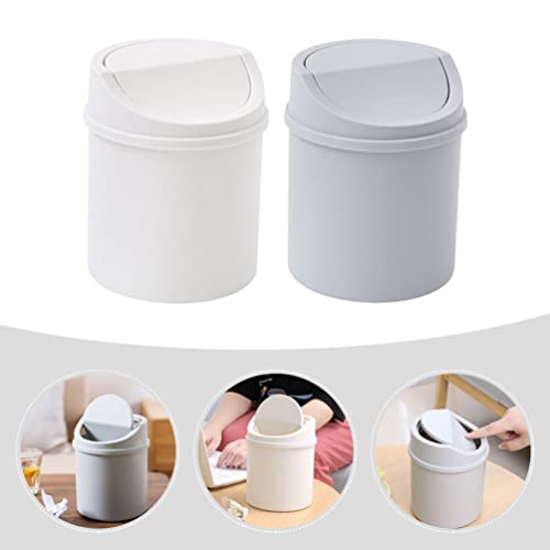 Image of LIFKOME Mini Trash Can with Lid 2pcs Small Trash Can Plastic Wastebasket Tiny Desktop Waste Garbage Bin Waste Paper Basket for Office, Bathroom, Desktop