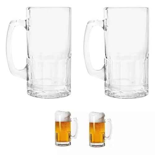 Lista de Vasos cerveceros los 10 mejores. 48 Juego de 2 Tarros de Cerveza de Vidrio, 1 Litro, Diseño Clásico, Cristal Transparente
