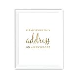 Andaz Press Wedding Party Signs, Gold Glitter Print, 8.5x11-inch, Please Write Your Name and Address...