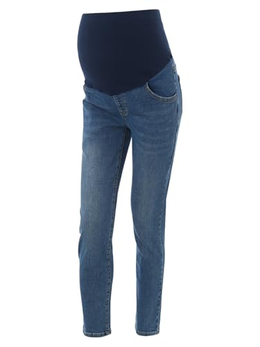Fldy Pantalones vaqueros de maternidad de pierna ancha sobre el vientre elástico Demin Pantalones de Embarazo con Bolsillo, azul, S